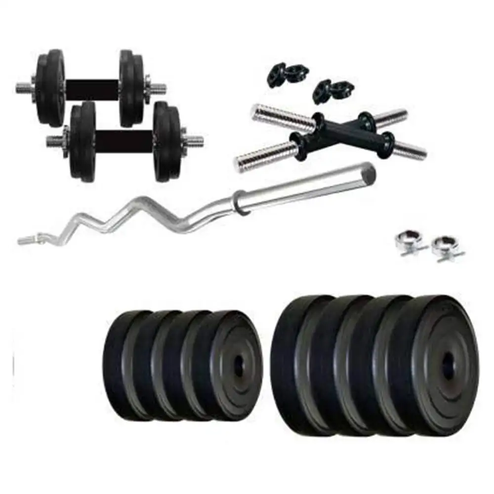 HUSTLE FITNESS 20 kg PVC Home Gym Kit with 3 Feet Rod and Accessories