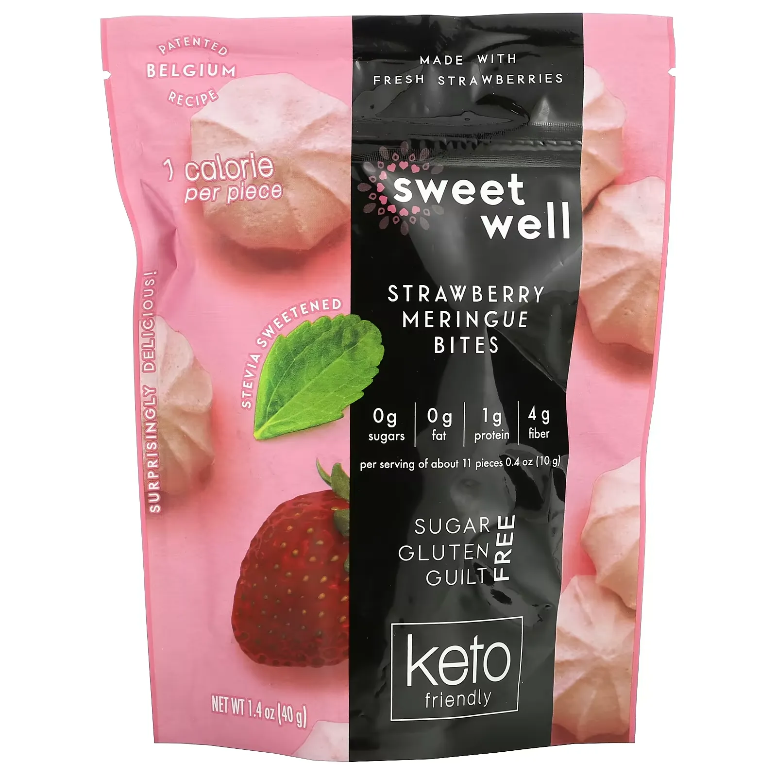 Keto Bites, Strawberry Meringue, 1.4 oz (40 g)