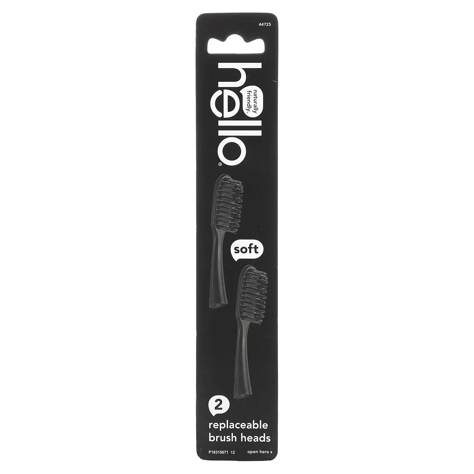 Replacement Brush Heads, Soft, Black, 2 Pack