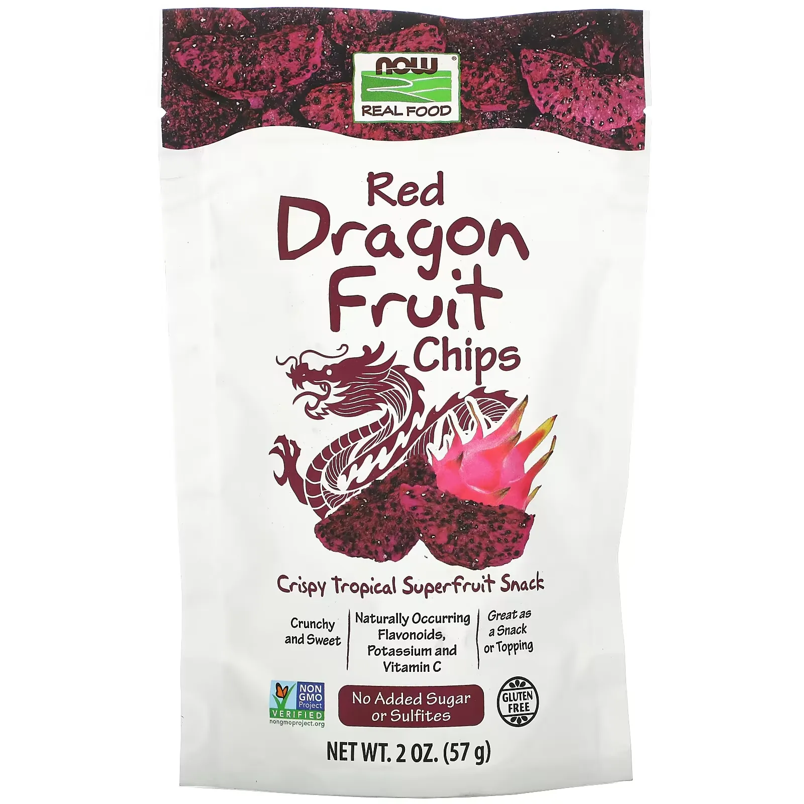 Real Foods, Red Dragon Fruit Chips, 2 oz (57 g)