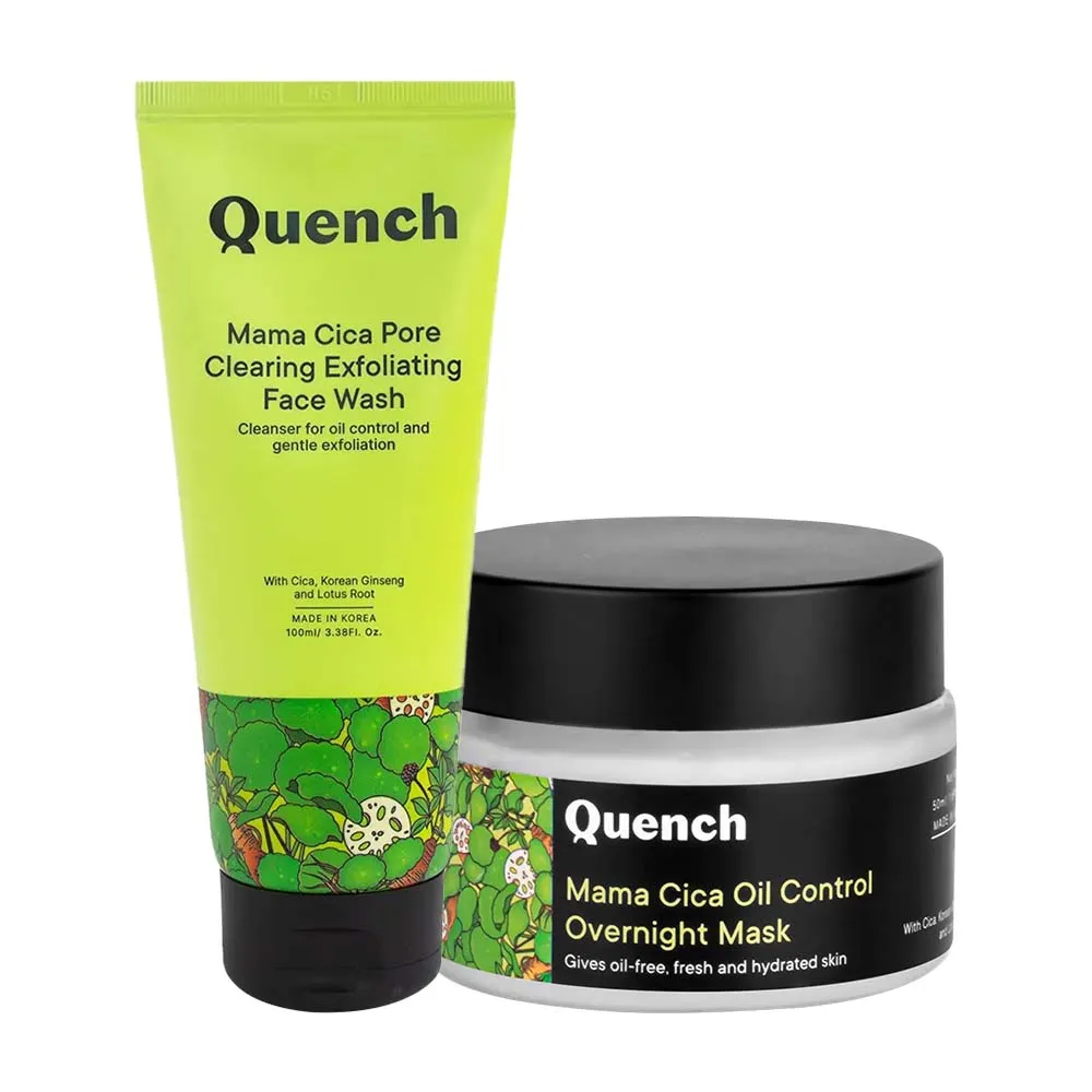 Quench Botanics Mama Cica Oil Control Overnight Mask With Pore Clearing Exfoliating Face Wash