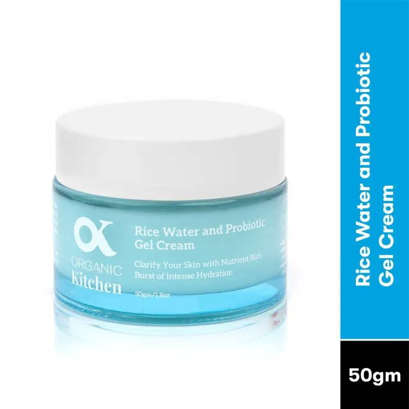 Organic Kitchen Rice Water And Probiotic Gel Cream With Hyaluronic Acid For Long-Lasting Hydration