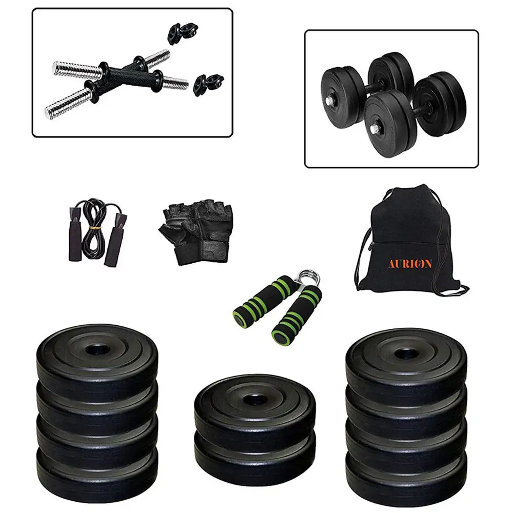 Aurion PVC 12kg Combo 3 Leather Home Gym and Fitness Kit