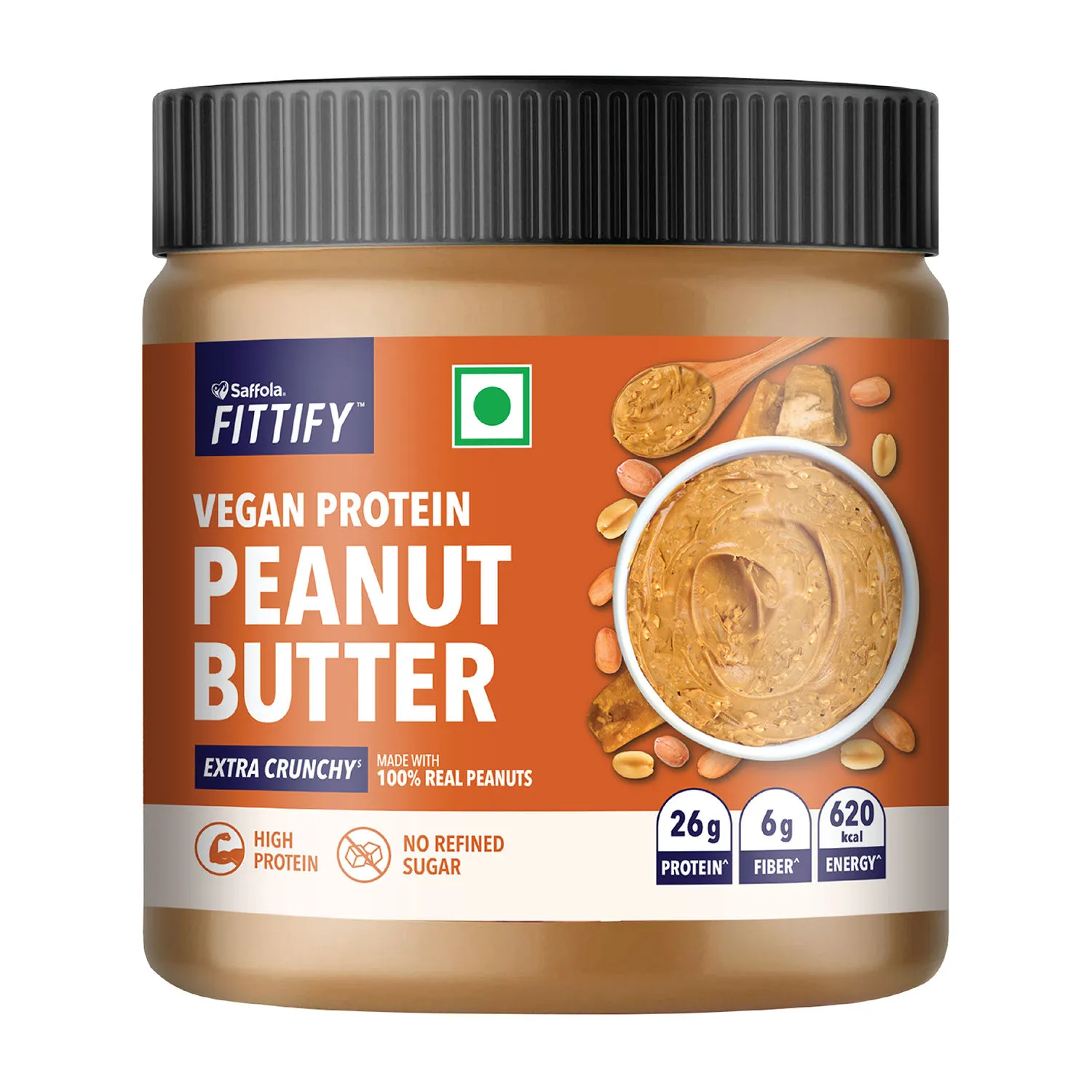 Saffola FITTIFY Vegan Protein Peanut Butter Extra Crunchy