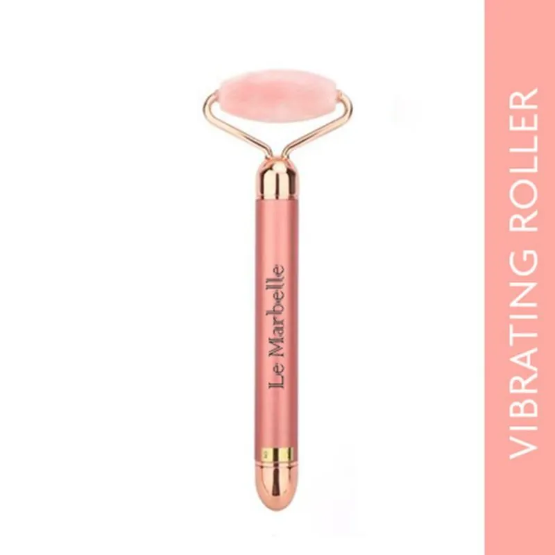 Le Marbelle Rose Quartz Vibrating Face Roller Face Massager For Face, Neck Glow & Skin Brightening