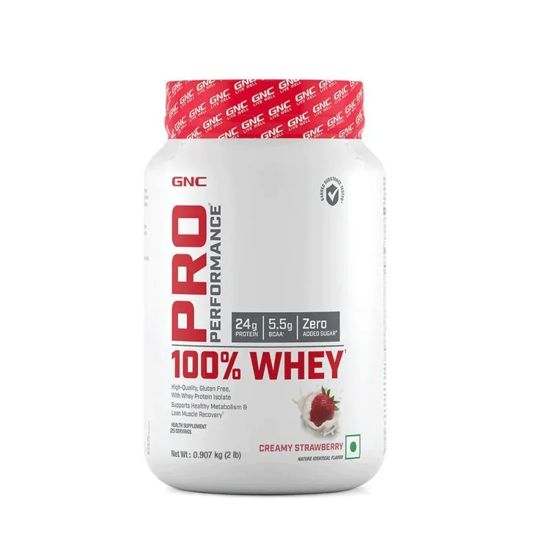 GNC Pro Performance 100% Whey Protein Powder- Creamy Strawberry - 2 Lbs