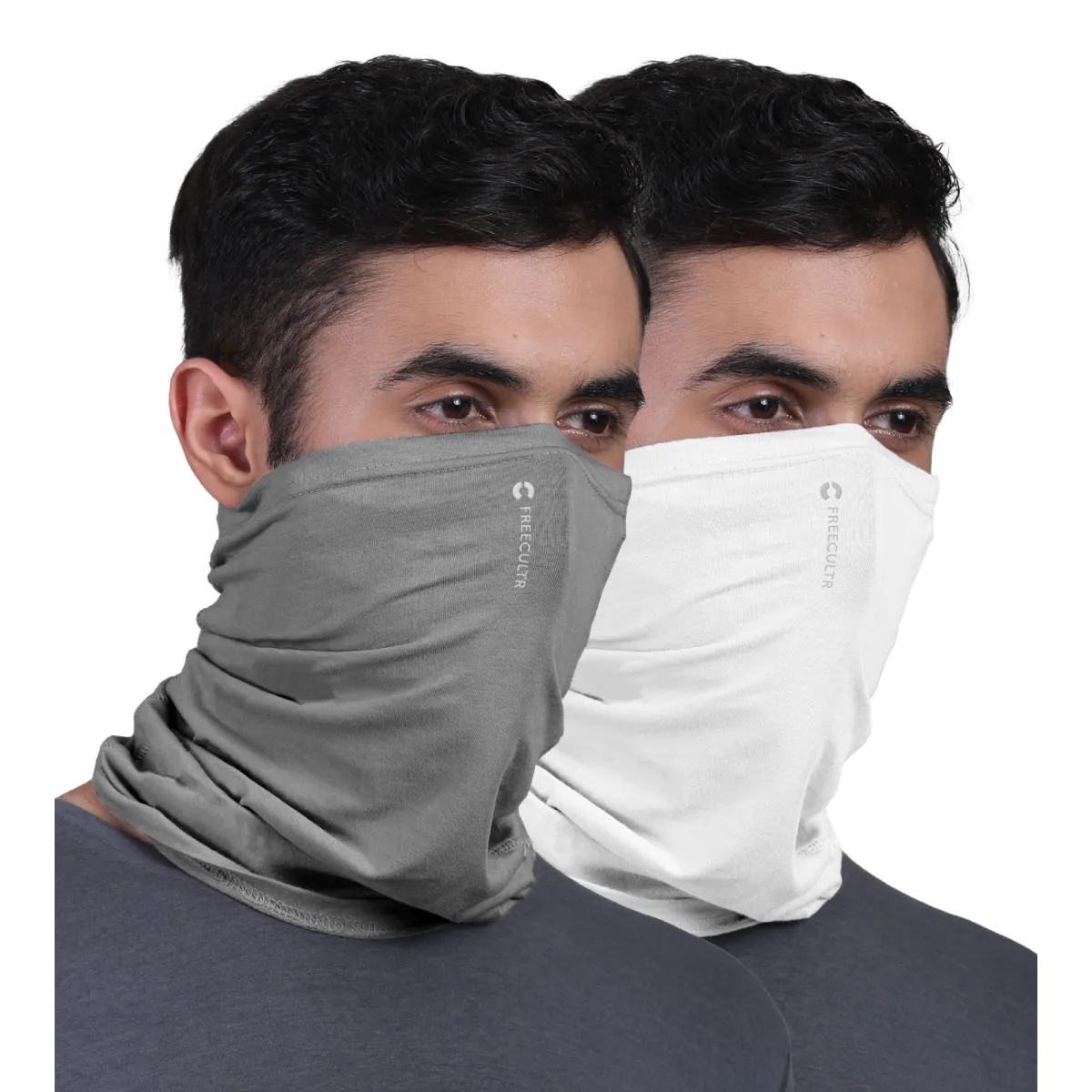 FREECULTR Unisex Plain Bamboo Bandana Anti Microbial Multipurpose Cloth Face Mask (pack Of 2)