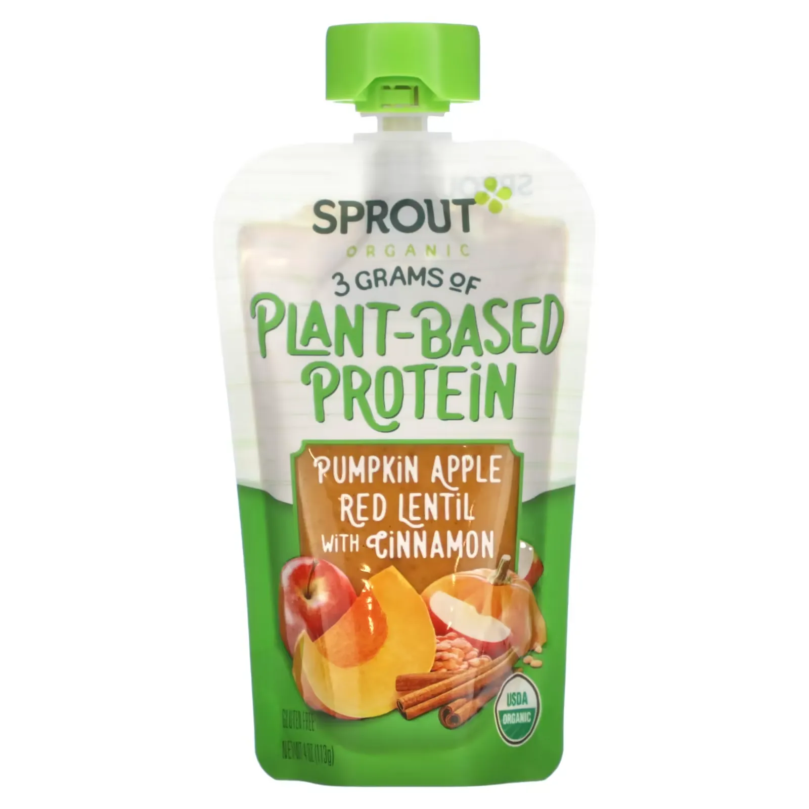 Baby Food, Plant-Based Protein, 8 Months & Up, Pumpkin, Apple, Red Lentil with Cinnamon, 4 oz (113 g)