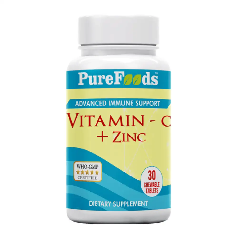 PureFoods Vitamin C + Zinc,  30 chewable tablet(s)  Unflavoured