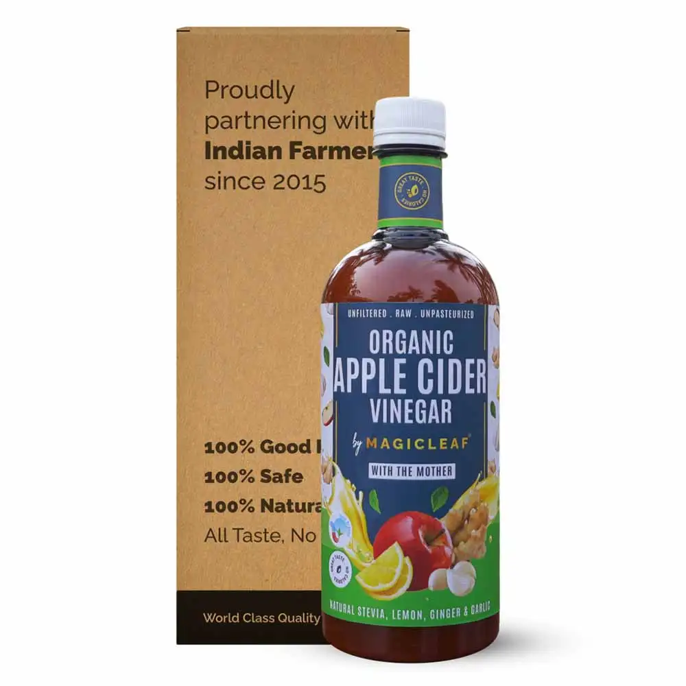 Magicleaf Organic Apple Cider Vinegar,  750 ml  Natural Stevia, Lemon, Ginger & Garlic