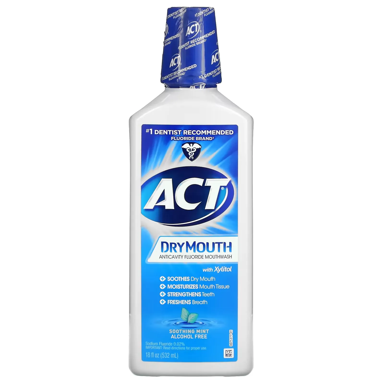 Dry Mouth Anticavity Fluoride Mouthwash with Xylitol, Alcohol Free, Soothing Mint, 18 fl oz (532 ml)