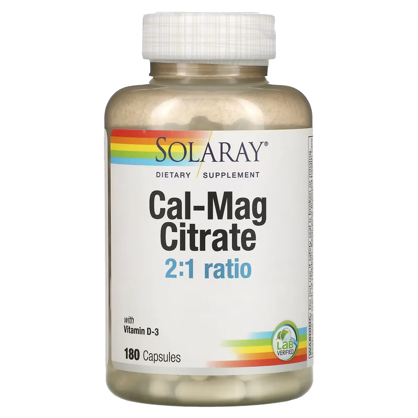 Cal-Mag Citrate, 2:1 Ratio with Vitamin D-3, 180 Capsules