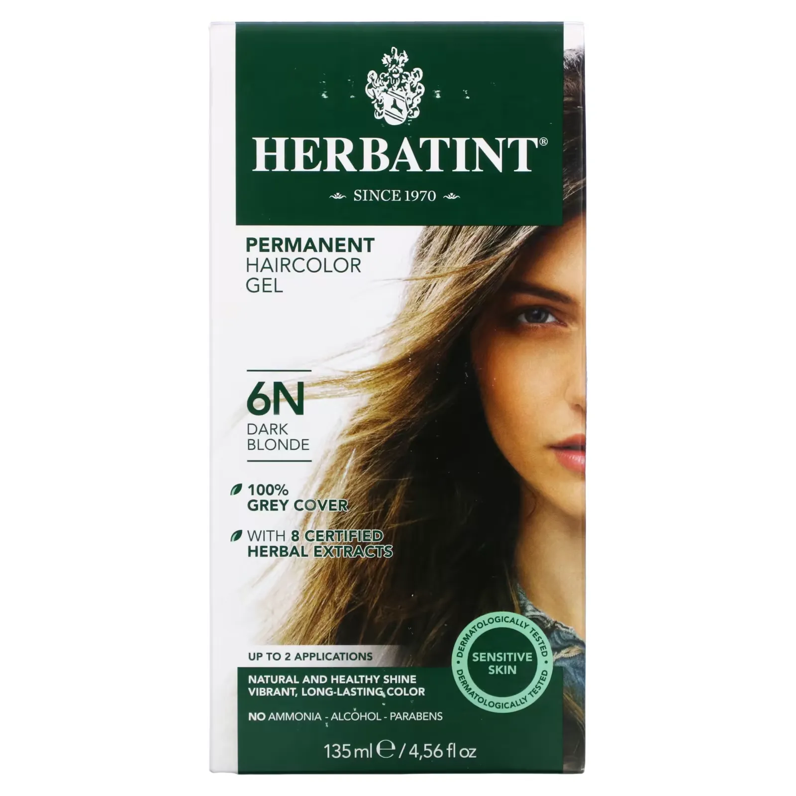 Permanent Haircolor Gel, 6N, Dark Blonde, 4.56 fl oz (135 ml)