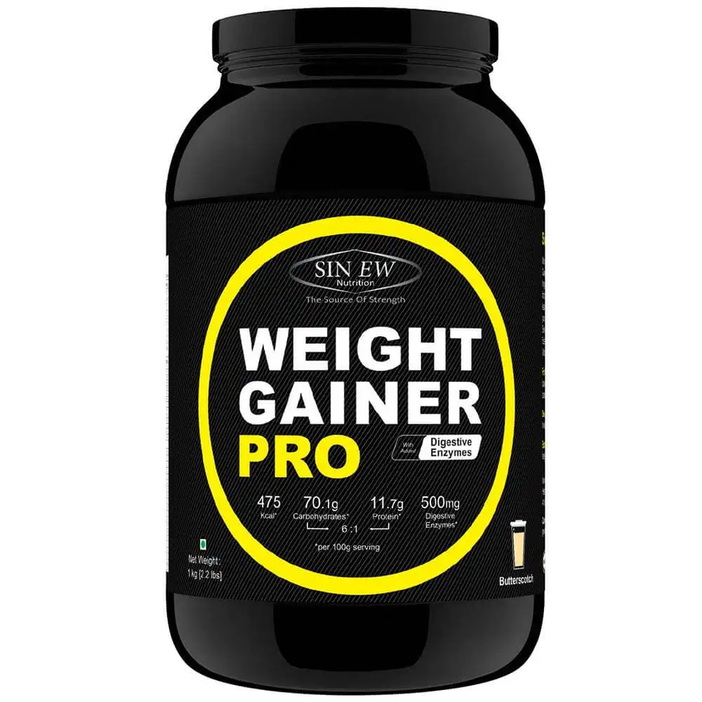 Sinew Nutrition Weight Gainer Pro with Digestive Enzymes,  2.2 lb  Butterscotch