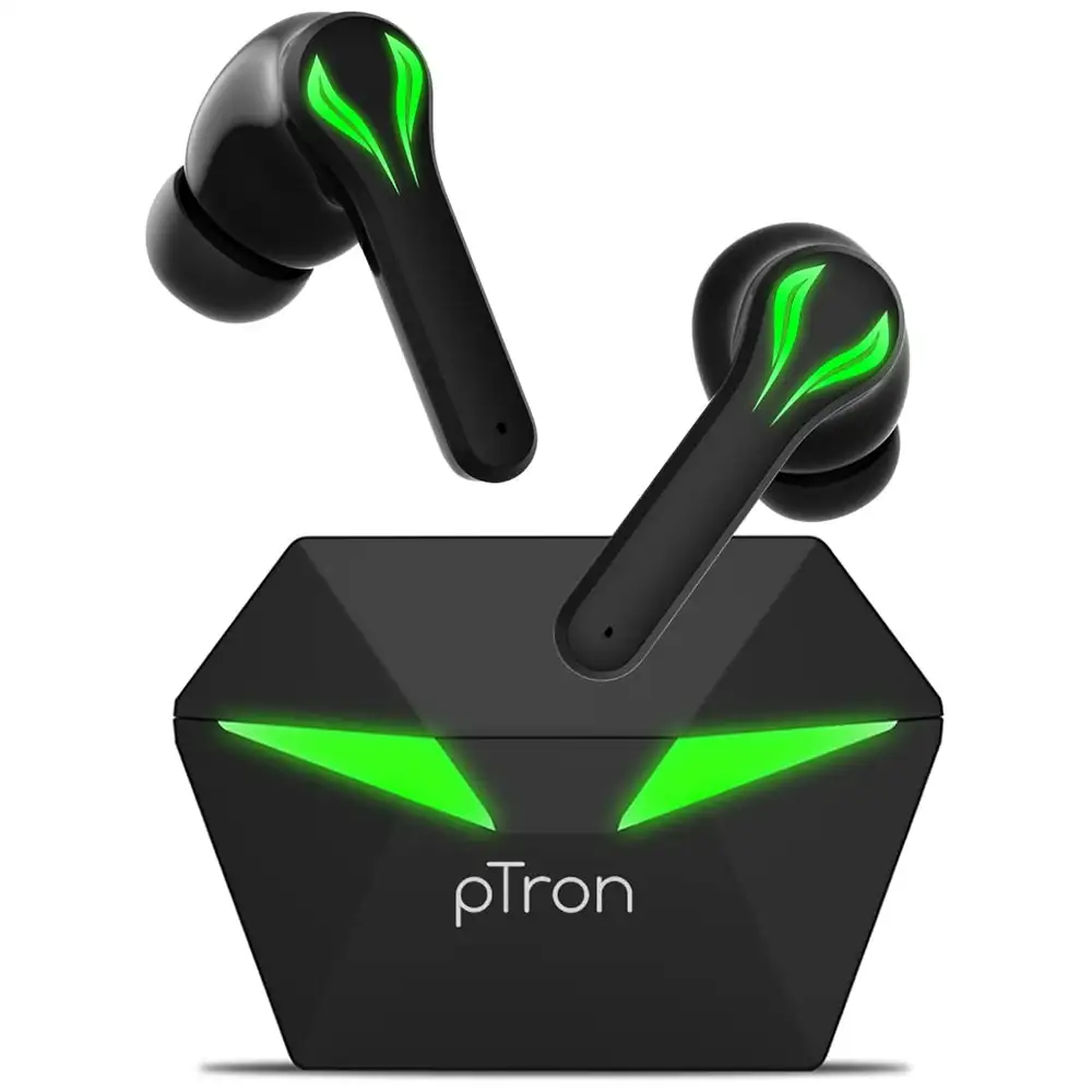 Ptron Bassbuds Jade Gaming Wireless Earbuds,  Black