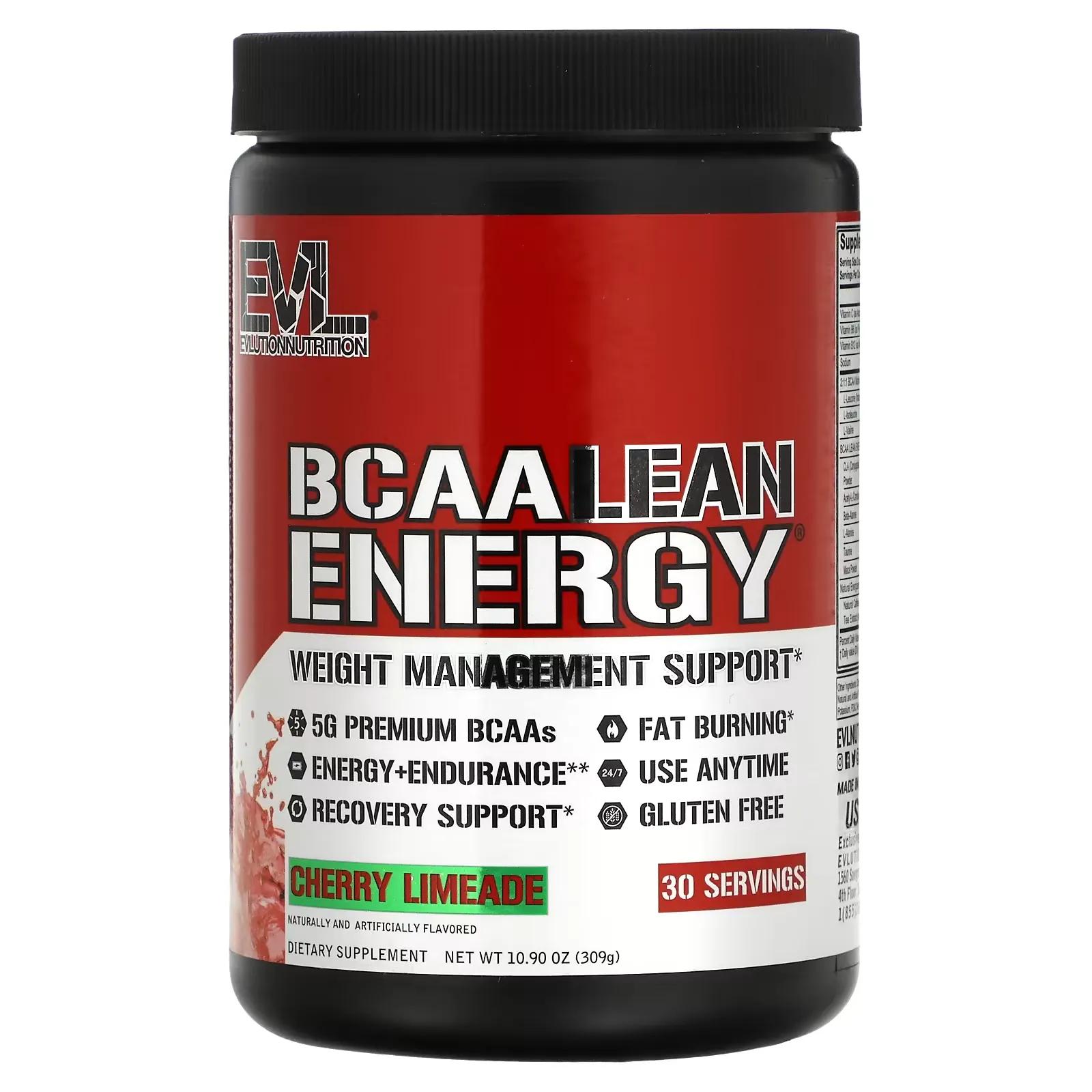 BCAA LEAN ENERGY, Weight Management Support, Cherry Limeade, 10.90 oz (309 g)