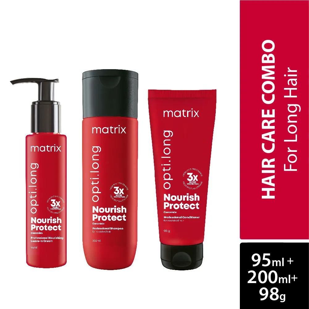 Matrix Opti Long Nourish Protect Nourishing Regime -Shampoo + Conditioner + Leave In Cream