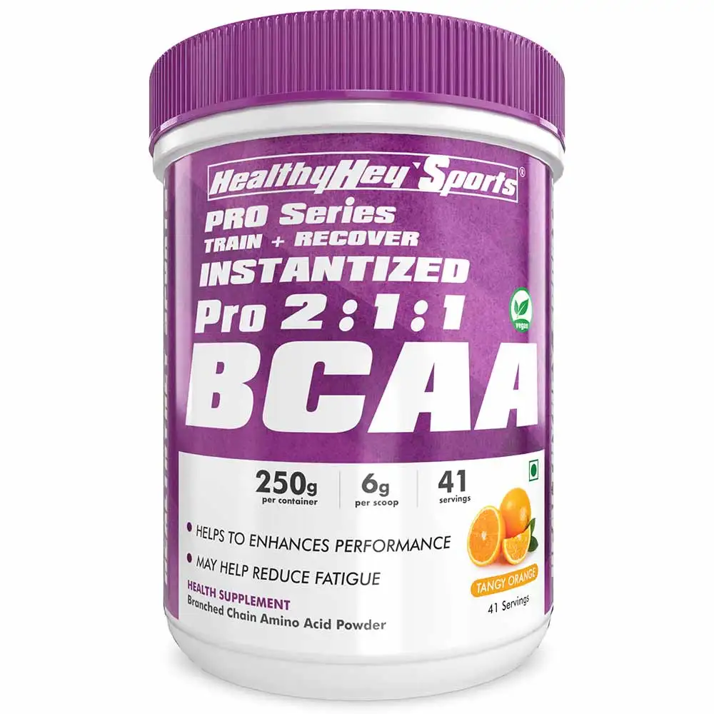 HealthyHey Sports BCAA Powder 2:1:1,  0.55 lb  41 Servings  Tangy Orange