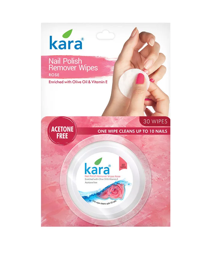 Kara Nail Polish Remover Wipes With Rose - 30 Wipes