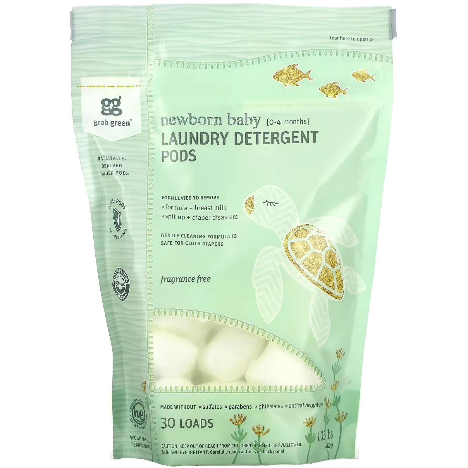 Newborn Baby Laundry Detergent Pods,  0-4 Months, Fragrance Free, 30 loads