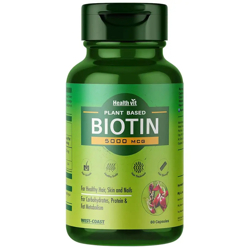 Healthvit Plant Based Biotin 5000mcg,  60 capsules  Unflavoured