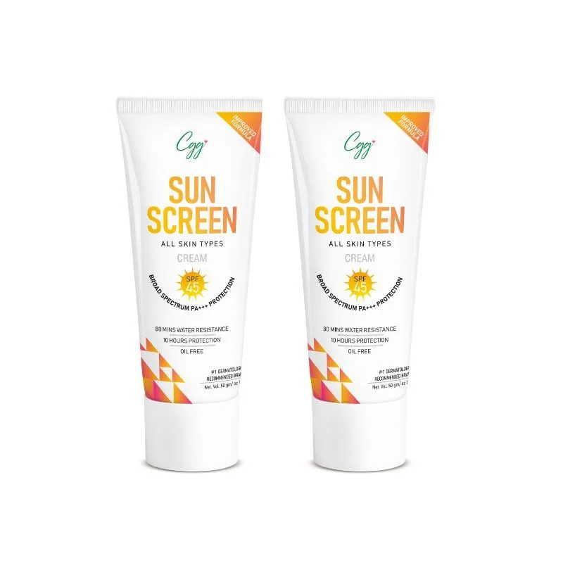 CGG Cosmetics Sunscreen SPF45 PA+++ Broad Spectrum Cream For All Skin Types - Pack Of 2