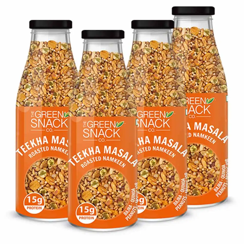 The Green Snack Co. Roasted Namkeen - Pack of 4,  Teekha Masala  100 g