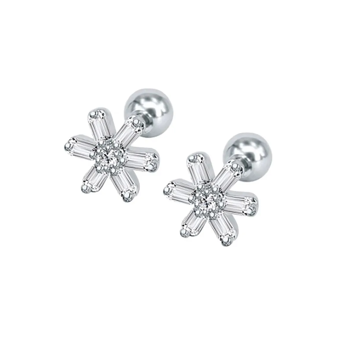 Arendelle Baby/toddler Safety Screw Back Earrings In Cubic Zirconia Crystal - Silver (Free Size)