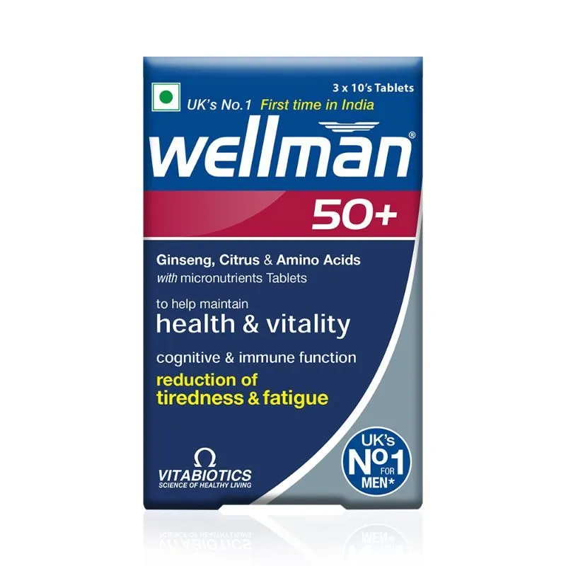 Wellman 50+ UK's No.1 Multivitamin for Men above 50 (Ginseng, Citrus & Amino Acids & Micronutrients)