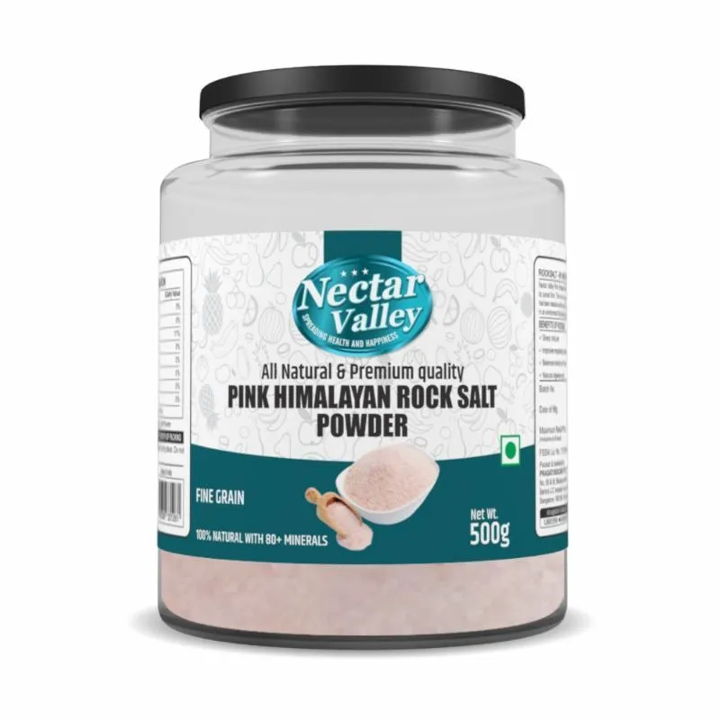 Nectar Valley Pink Himalayan Rock Salt Powder, Natural, Premium Quality Free Flowing