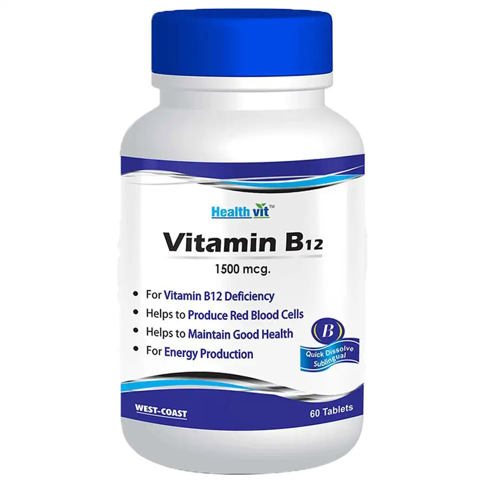 Healthvit Vitamin (B12 1500mcg),  60 tablet(s)  Unflavoured