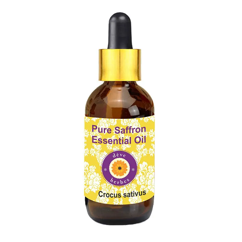 Deve Herbes Pure Saffron Essential Oil 100% Natural Therapeutic Grade Steam Distilled