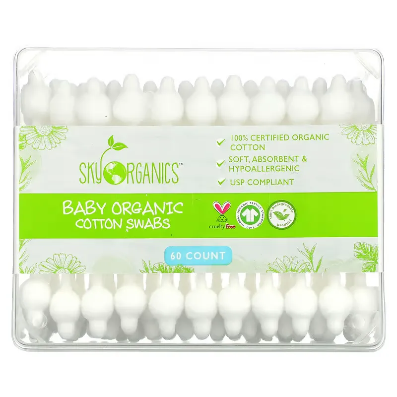 Baby Organic Cotton Swabs, 60 Count