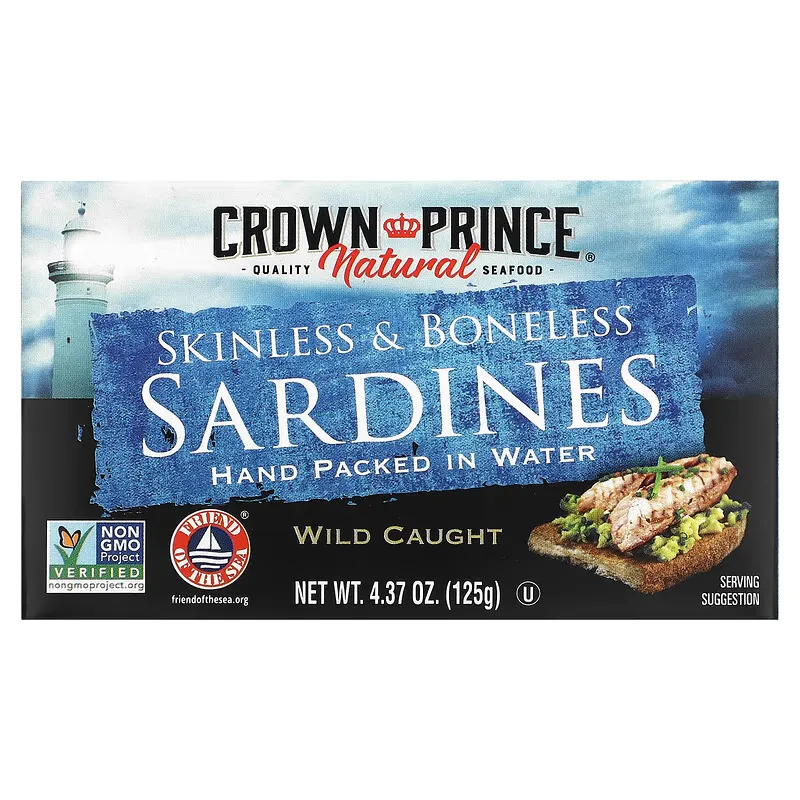 Skinless & Boneless Sardines, In Water, 4.37 oz (125 g)