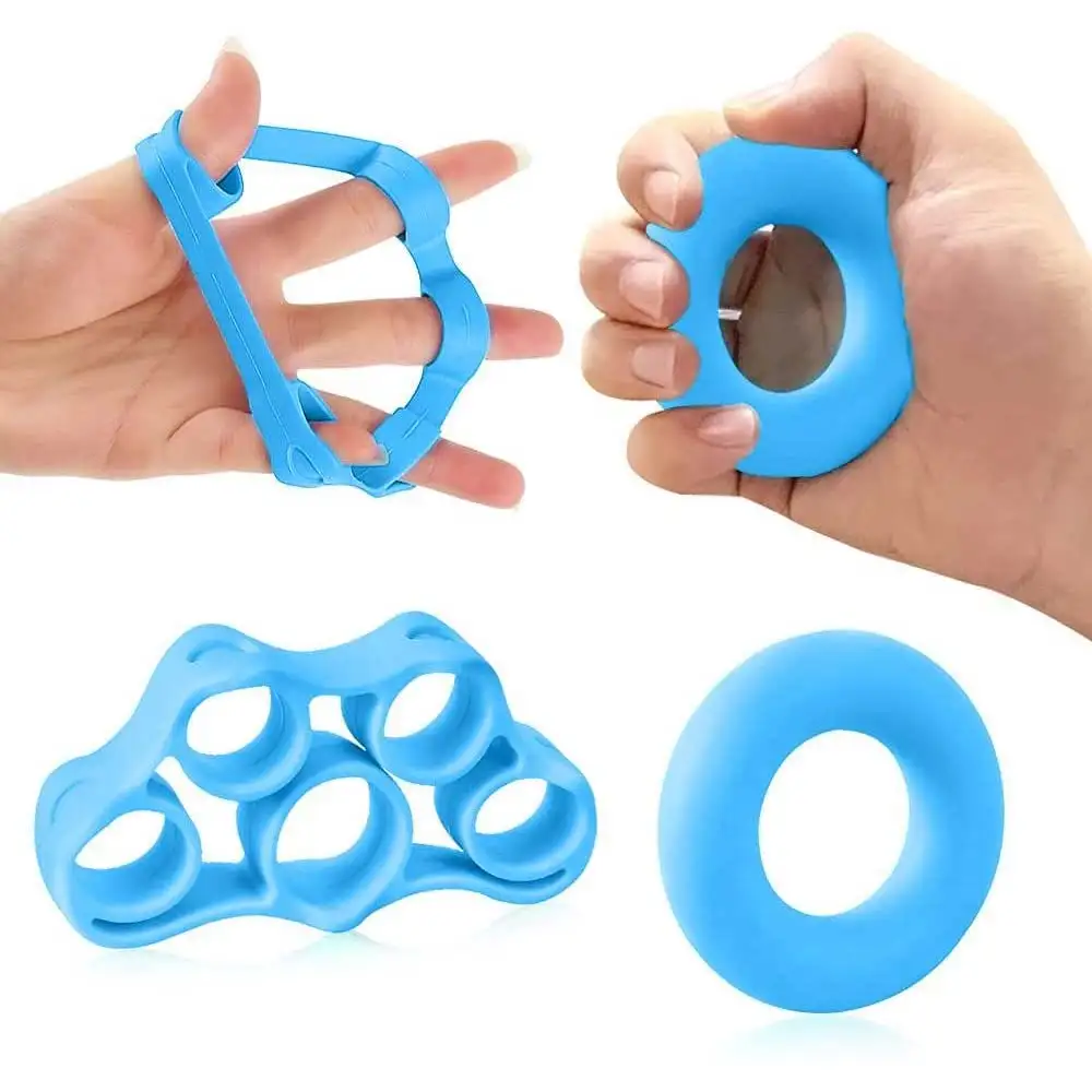 Strauss Silicon Finger Stretcher & Hand Grip Exerciser (Set of 2),  Blue