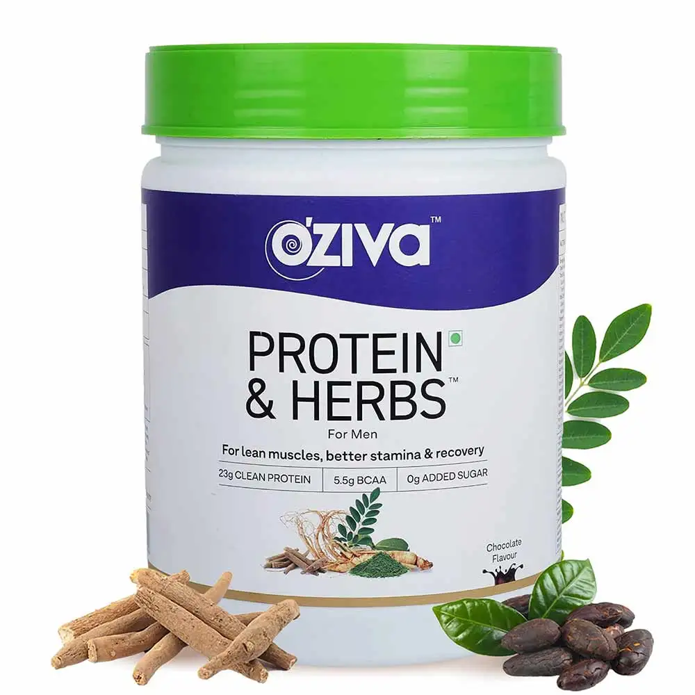 Oziva Protein and Herbs for Men,  1.1 lb  Chocolate