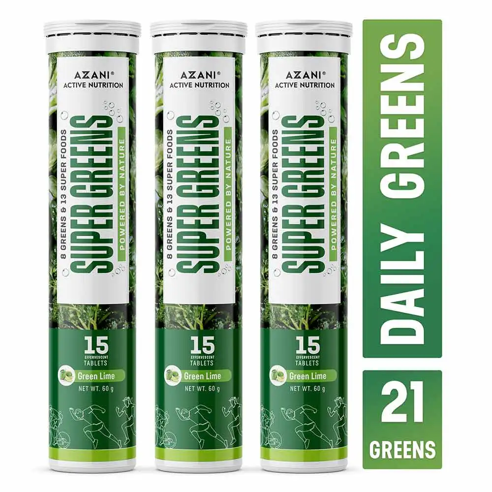 Azani Active Nutrition Super Greens,  15 tablet(s)  Green Lime (Pack of 3)