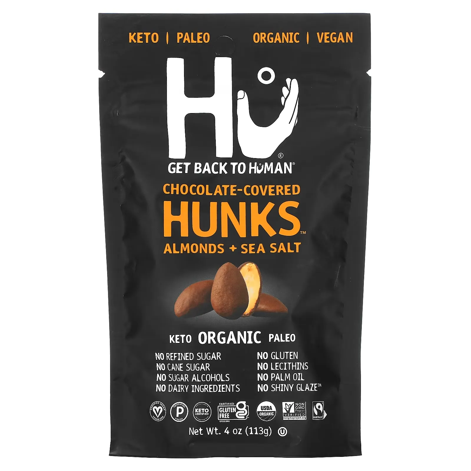 Chocolate Covered Hunks, Almonds + Sea Salt, 4 oz (113 g)