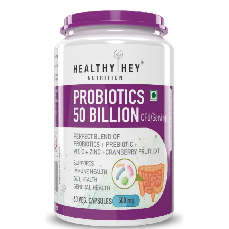 HealthyHey Nutrition Probiotics 50 Billion CFU Multi - Strains - Veg Capsules