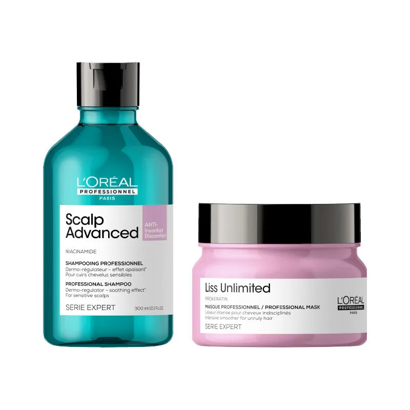 L'Oreal Professionnel Scalp Advanced Dermo-Regulator Shampoo+ Liss Unlimited Hair Mask