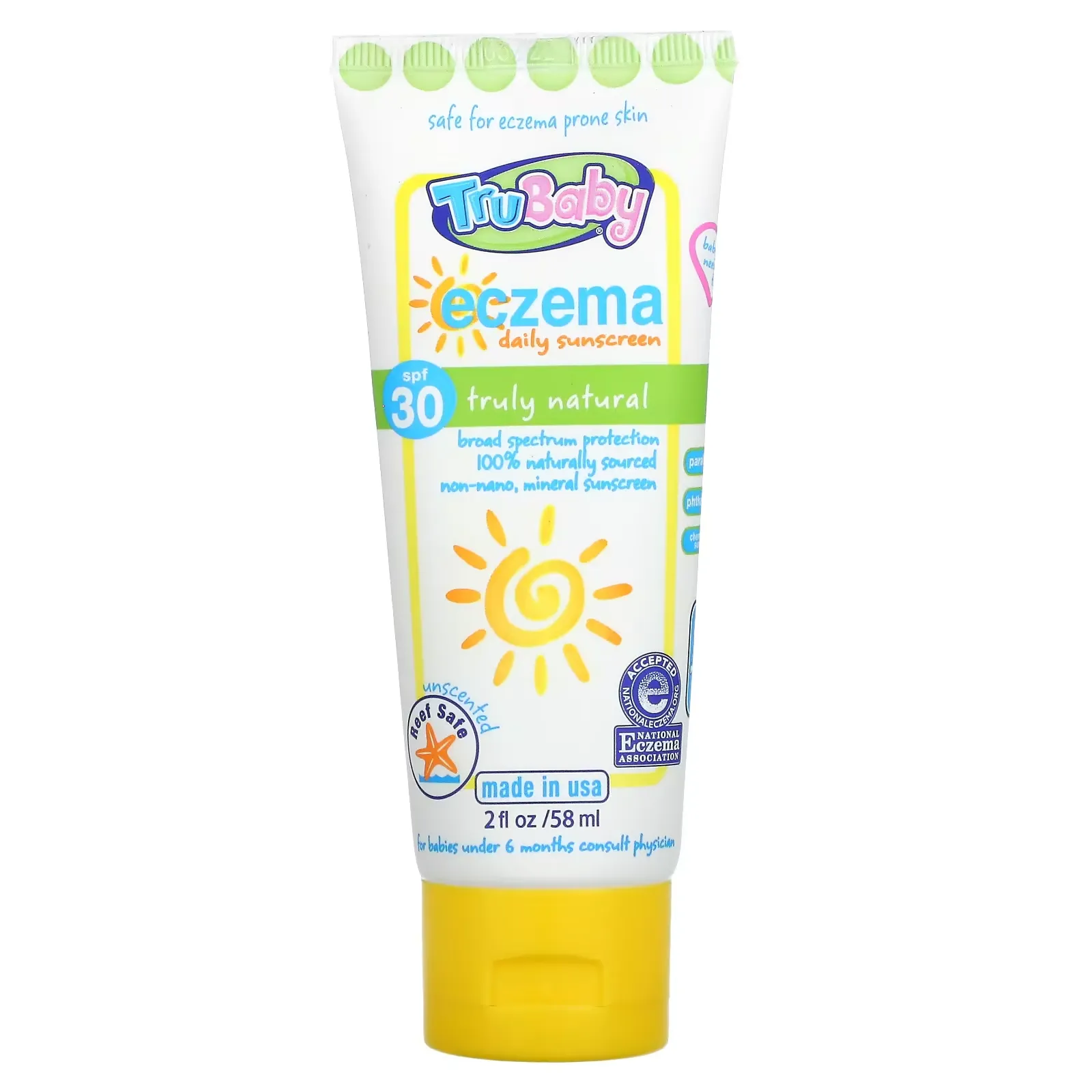 TruBaby, Eczema Daily Sunscreen, SPF 30, Unscented, 2 fl oz (58 ml)