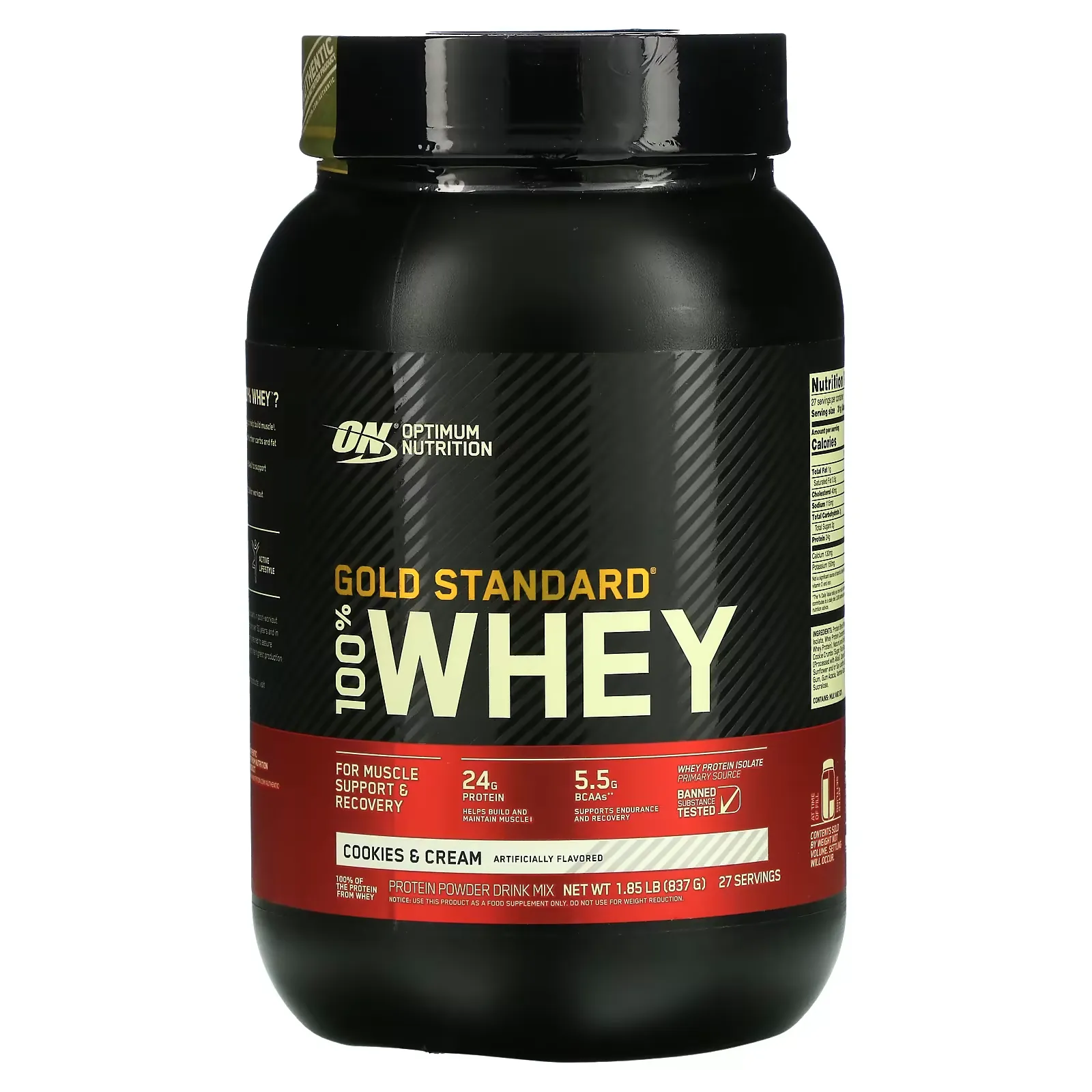 Gold Standard 100% Whey, Cookies & Cream, 1.84 lb (837 g)