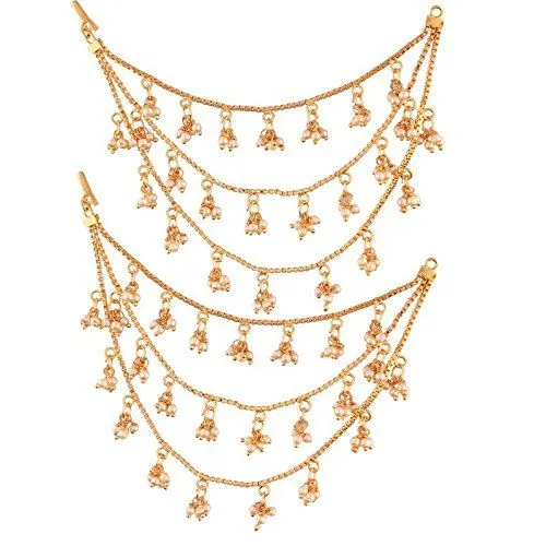 Peora Traditional Jewellery 18K Gold Plated Hair Chain Accessories For Women Girls (PF37E2604FL)