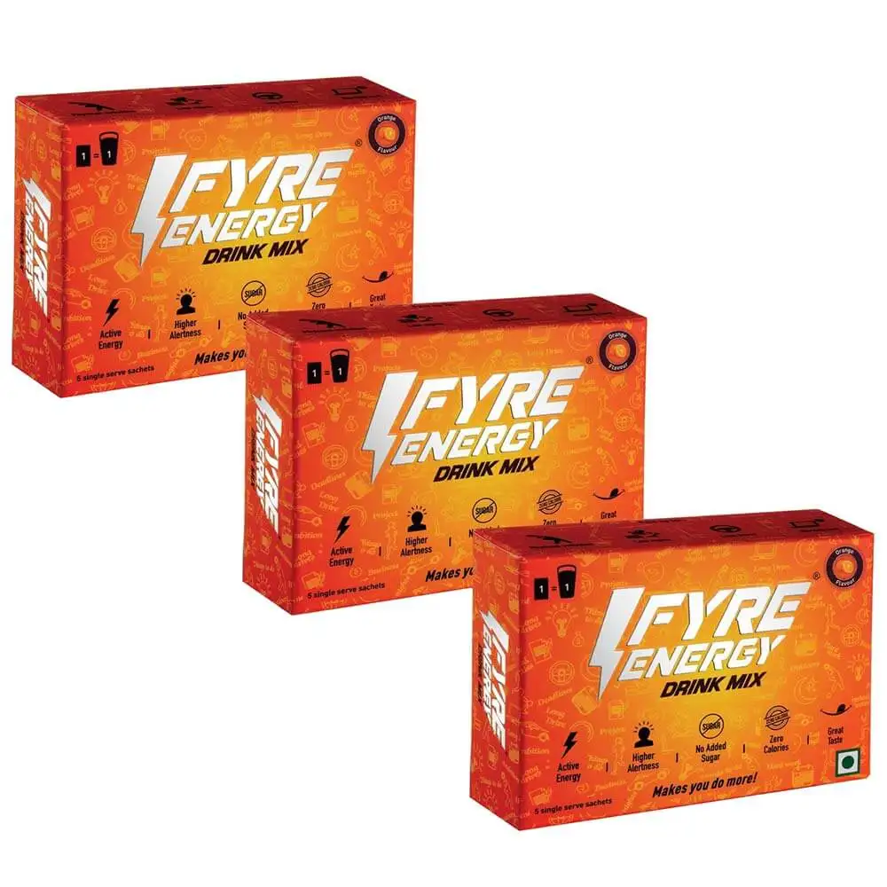 Fyre Energy Drink Mix,  15 sachets/pack  Orange