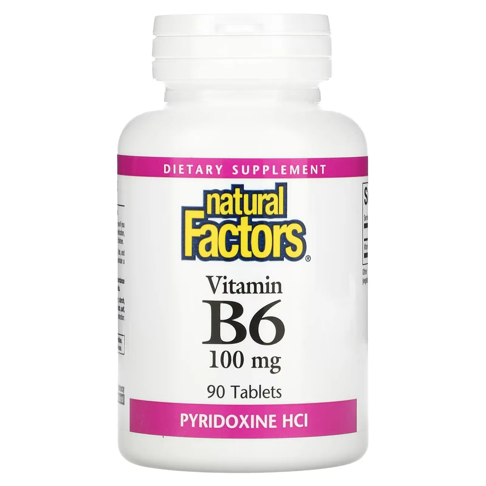 Vitamin B6, Pyridoxine HCl, 100 mg, 90 Tablets