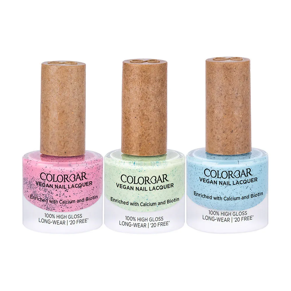 Colorbar Vegan Nail Lacquer - Cookie Castle + Cookie Crumble + Glitzy Combo