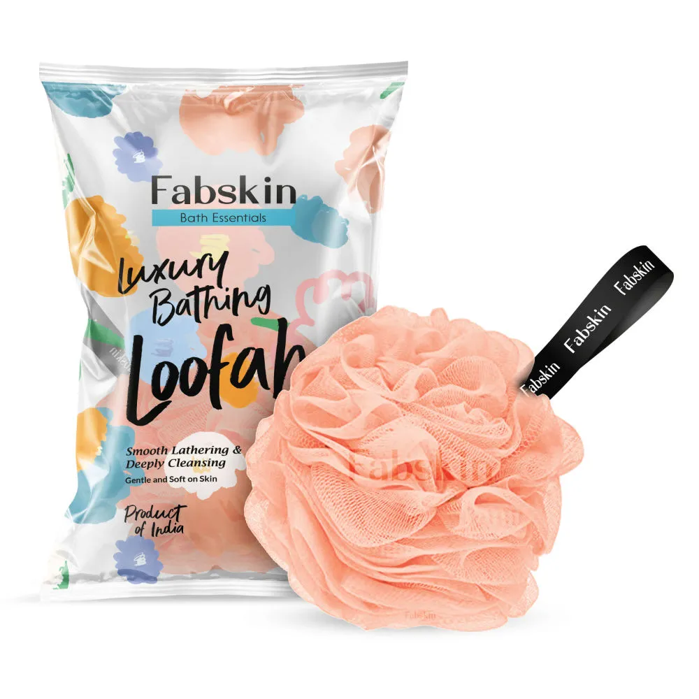 Fabskin Luxury Bathing Round Loofah Bath Sponge - Peach