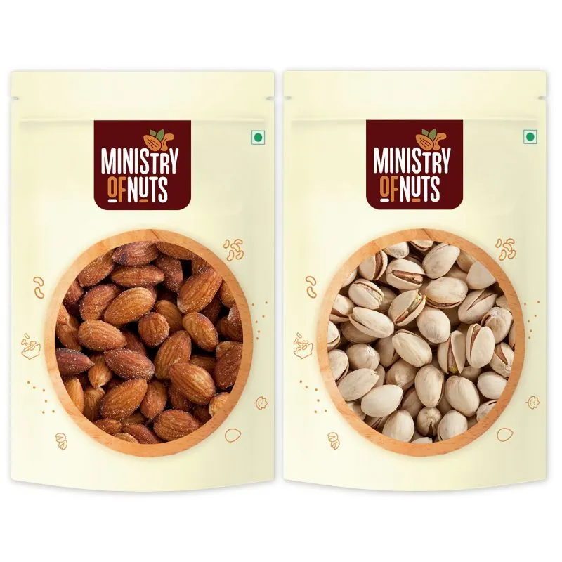 Ministry of Nuts Premium Dry Fruits Roasted & Salted Almonds And Roasted & Salted Pista