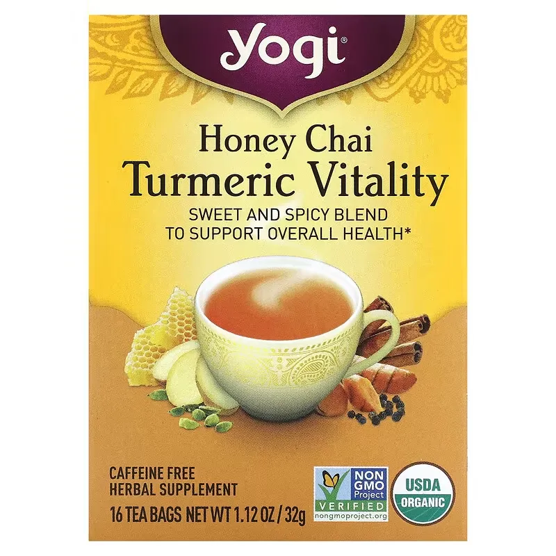 Turmeric Vitality, Honey Chai, Caffeine Free, 16 Tea Bags, 1.12 oz (32 g)