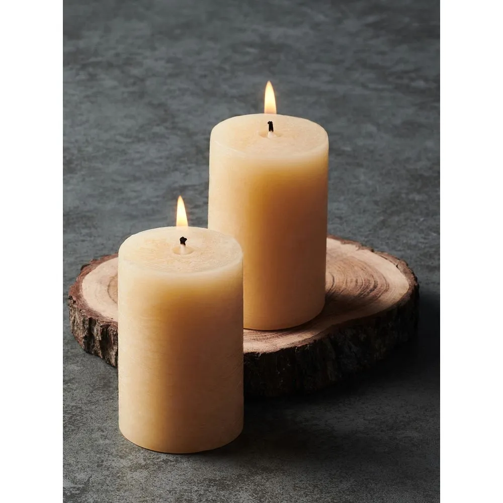 Pure Home + Living Beige Set of 2 Textured Pillar Candle